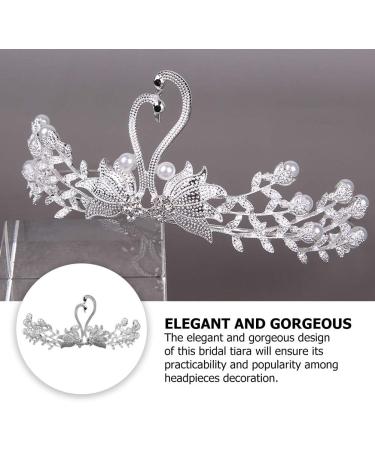 Vintage Swan Crown Headgear - Rhinestone Tiara & Crystal Crowns for Weddings - Elegant Baroque White Hair Accessory for Women - Buy Online on GoSupps.com