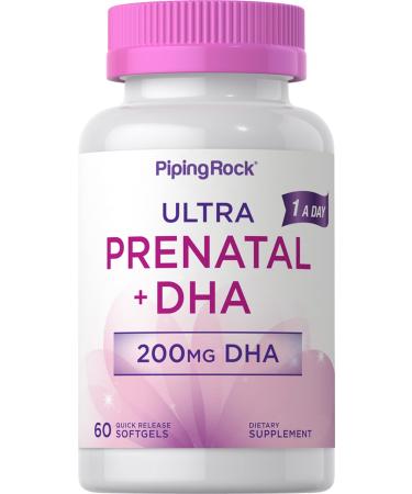 Prenatal Vitamins for Women | 60 Softgels | with DHA and Iron | Multivitamin Supplement | Non-GMO Gluten Free | by Piping Rock
