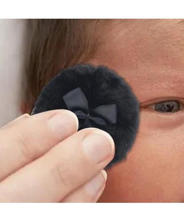 Soft Baby Powder Puff - 4inch Fluffyy Powder Puff | Body Powder Puff with Ribbon Bow | Reusable Body Powder Applicator Puff | Washable Round Face Powder Puff or Baby Kid Adult Black - Buy Online on GoSupps.com