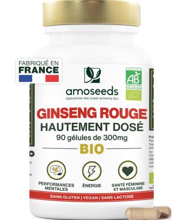 Panax Organic Red Ginseng from Korea | Extra Strong 900mg/day | Energy Strength Anti-Stress Concentration | 90 Capsules of 300mg | Top Quality