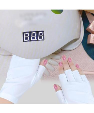 FOHOLA 2 Pairs Fingerless Gloves UV Gloves for Gel Nails Anti UV Gloves for Nail Lamp UV Protection for Nail Design(White) (M 2) M 2.0 - Buy Online on GoSupps.com