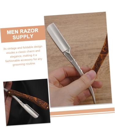 Fomiyes 3-St Hairdresser Razor for Men | Stainless Steel Blade Holder | Vintage Wood Straight Shave Razor - Buy Online on GoSupps.com