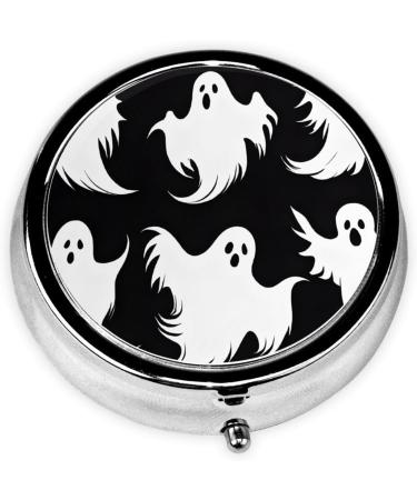 Halloween Goth Round Pill Box - 3 Compartment Mini Portable Travel Medicine Case | Decorative Pocket Purse Organizer - Buy Online on GoSupps.com