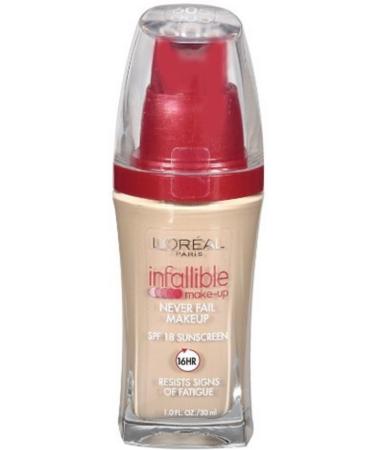 L'Oreal Infallible Advanced Never Fail Makeup Nude Beige 605 1 oz (Pack of 2)