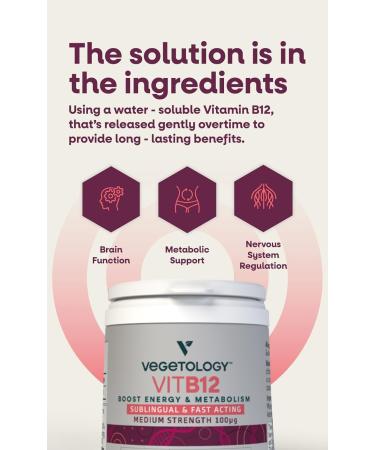 Vegetology Vitamin B12 Sublingual 100mcg Tablets | 60-Day Supply | Vegan & Cruelty-Free | Energy & Brain Function Support - Buy Online on GoSupps.com