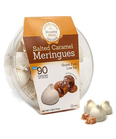 Krunchy Melts - Original Meringue Cookies - Salted Caramel Flavor - Meringues - Fat Free - Gluten Free - Nut Free -- 90 Calories Per Serving - Low Calorie Snack - Sweet Treats - Box of 4 Oz