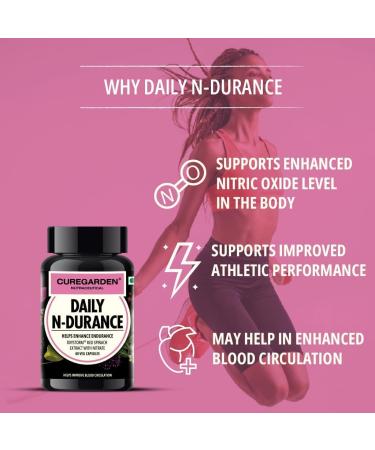 Daily N-Durance Red Spinach Nitrate Extract Supplement 400 mg Veg Capsules 60no - Buy Online on GoSupps.com