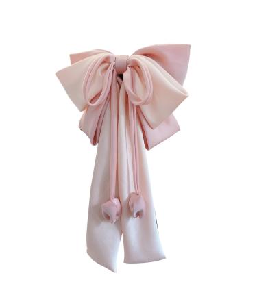 Elegant Hair Bow Clip Long Ribbon Fashion Headdress Hairpiece Barrette Hairpin for Women and Girls Pink and Two Colors