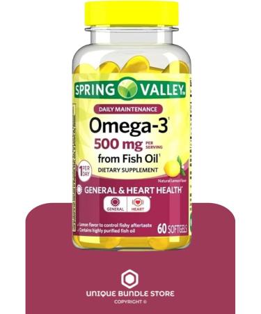 Omega-3 Fish Oil 500mg 60 Softgels Omega 3 Supplement for Men and Women Magnesio DHA EPA Daily Lemon Flavor Softgels Gluten Free (Pack of 2) - Buy Online on GoSupps.com