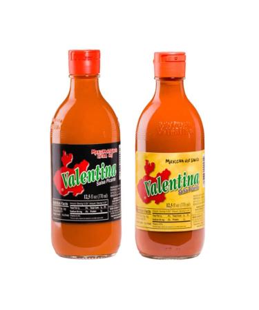 BOEMY Set of 2 Valentina sauces La Valentina original from Mexico 370ml. c/u spicy yellow and extra spicy black the perfect combination for your snacks