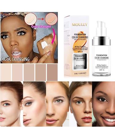 MOULLY Liquid Foundation Color Changing Foundation Liquid Makeup Foundation Color Changing BB Cream Waterproof Coverage Concealer Covering Control and Hydration Oil - Buy Online on GoSupps.com