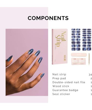 NAILOG Semi Cured Gel Nail Strips 34 pcs Salon-Quality Gel Nail Stickers Long Lasting Nail Wraps for Women with Soft Gel Finish Starry Night - Buy Online on GoSupps.com