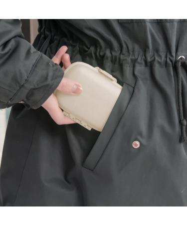 ZUMASO Daily Pill Organizer - 8 Compartment Travel Container for Vitamins & Medications | Portable Beige Pill Box - Buy Online on GoSupps.com