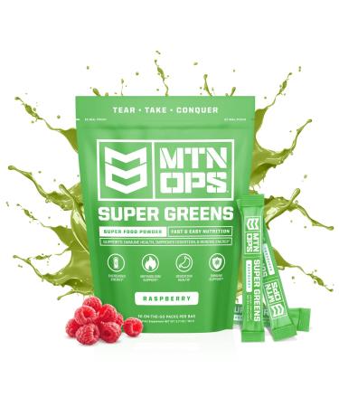 MTN OPS Super Greens Daily Immune Health and Energy Drink Powder Digestive Health Support Blend Boosted with Chlorophyll-Rich Greens | 30 On-The-Go Packs | Just Add Water
