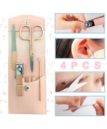 SHICEN 4PCS Manicure Set in Rose Gold PU Leather Case - Professional Stainless Steel Nail Clippers and Care Tools for Women - Grooming Kit for Travel - Buy Online on GoSupps.com