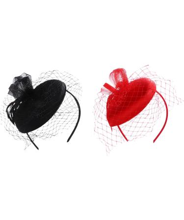 amangul Elegant Mesh Veil Top Hat Shape Hairbands Bride Colorful Headband Mesh Veil Top Hat Style Headband for Wedding(Black) - Buy Online on GoSupps.com