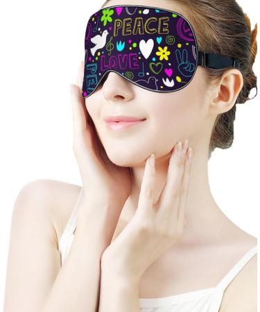 Doves Hearts Peace Signs Sleep Mask Adjustable Strap, Light Blocking Blindfold for Men and Women | Ideal for Night Travel and Naps - Buy Online on GoSupps.com