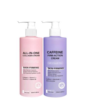 GROEI 2PCS All-in-One Collagen Cream Skin-Firming Face & Body Moisturizer with Avocado Butter Squalane & Glycerin Hydrating Fast-Absorbing 100 mL (3.38 fl oz)