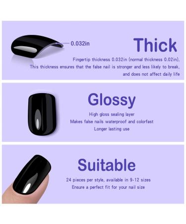Yivaiks Star Black Press on Nails Short Goth Fake Nails | Gradient Star Moon Finger False Nail Art (24pcs) - Glue on Nails for Women and Girls - Buy Online on GoSupps.com