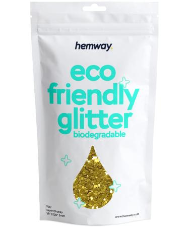 Hemway eco Friendly BiodeGradable Glitter 100g / 3.5 ounces Bio Cosmetic Safe Sparkle vegan for the face eyeshadow body hair nail and festival make -up craft - 1/8 "0.125" 3mm - gold