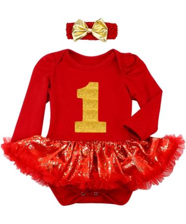 FYMNSI Baby Girls 1st Christmas Outfit Set | Newborn Princess Tutu Romper Dress with Accessories | 0-3 Months | Red - Buy Online on GoSupps.com