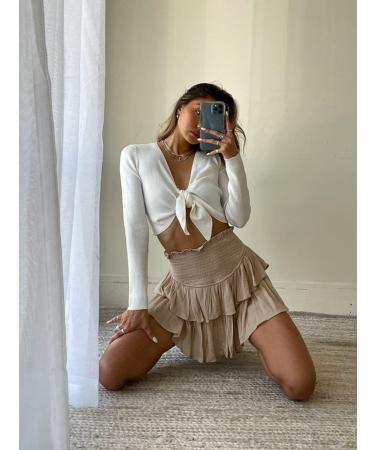 LAEMILIA Womens Elastic Waist Flared Short Skirt | Floral Print Mini Skater Skirt XL | Khaki Pleated Skirt - Buy Online on GoSupps.com