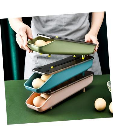 Healvian 2pcs Egg Storage Box Egg Drawer for Refrigerator Egg Tray Egg Cartons Automatic Drawer Box Green 33x9.2cm - Buy Online on GoSupps.com