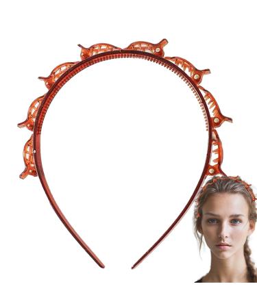Hairpin Headband | Weave Bangs Headband With Clips | Double Bangs Hairstyle Hairpin | Twist And Clip Headband | Hair Pin Headband | Clip Headband For Women's Hair Red