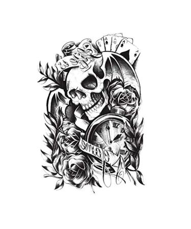 Skull and Rose Temporary Tattoos - Large Body Art for Men, Women, Boys & Girls - Buy Online on GoSupps.com
