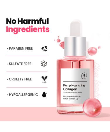 GLAM UP Plump Nourishing Marine Collagen Serum | Anti-Aging Skincare with Hyaluronic Acid & Peptides | 30ml  - Buy Online on GoSupps.com