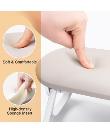 Subay Nail Arm Rest - Foldable PU Leather Cushion for Acrylic Nails | Nail Art Accessories for Salon & Home Use - Light Gray - Buy Online on GoSupps.com