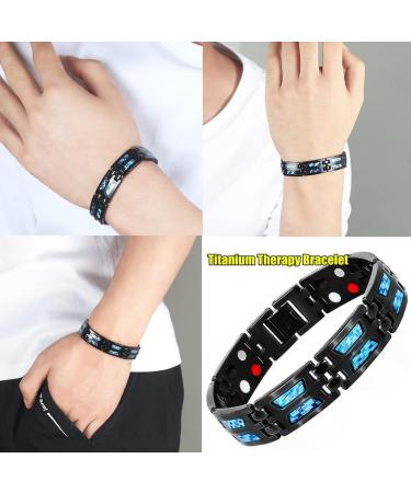 AILYFIRDO Blue Carbon Titan Armband - Men's Titanium Magnetic Weight Loss Bracelet 2PCs Ultra-Strong Lymphatic Drainage Band - Buy Online on GoSupps.com