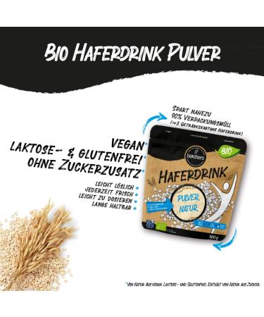 Borchers Bio Haferdrink Powder | Organic Oat Milk Replacement | Instant Gluten-Free Vegan Drink | 300g - No Added Sugar - Buy Online on GoSupps.com