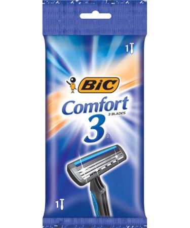 BIC Comfort 3 Men's 3-Blade Disposable Shaving Razor, Individually Wrapped Men's Razors, 36 Count(pack of 1) 3-Blade Razor (Pack of 36)