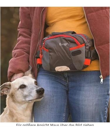 IENERGY PAT Belt Bag for Dog Owners - Weatherproof Hip & Belly Pocket for Dog Training & Treats - Red/Gray - Buy Online on GoSupps.com