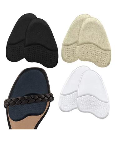 3 Pairs Metatarsal Pads for Women Ball of Foot Cushions Anti-Slip Soft Forefoot Shoe Insole  Cushion Insert for Women Foot Pain Relief(Beige+Black+Clear)