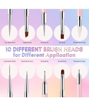 Makartt 6Pcs Nail Art Brushes Kit - Liner, Flat, Round & Angled Gel Nail Brushes, Dotting Tools, Rhinestones Picker - Perfect for Nail Salon and DIY Home Manicures - Buy Online on GoSupps.com