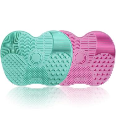 2 Packs Makeup Brush Cleaning Mat Silicone Makeup Brush Cleaner Makeup Brush Cleaning Pad and Scrubber with Suction Cup Portable Washing Tool for Makeup Brushes(Pink&Green) - Buy Online on GoSupps.com