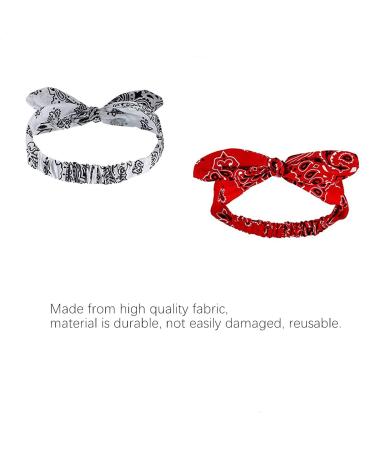 2PCS Red White Paisley Print Bandana Headband Set for Girls and Women - Buy Online on GoSupps.com