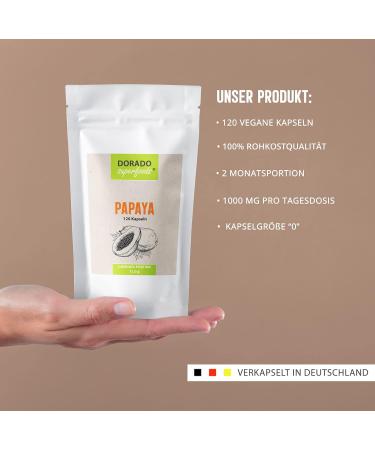 Dorado Superfoods Papaya 10:1 Extract Capsules | 120 Vegan Capsules | 1000mg Daily Dose | High-Potency Papain | Encapsulated in Germany - International Shipping Available - Buy Online on GoSupps.com