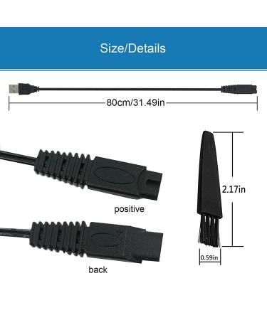 USB Charger Cord for Microtouch Solo Electric Shaver - 31.5 in Cable with 2 Cleaning Brushes - Buy Online on GoSupps.com