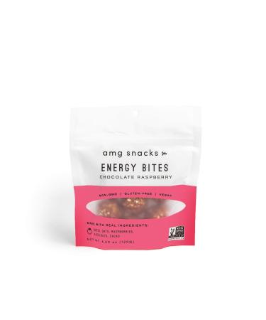 AMG Snacks Chocolate Raspberry Energy Bites | 4.3 oz Pack of 3 (18 Bites Total) | Date and Nut Energy Snacks Protein Bars | Non GMO Gluten Free Vegan Protein Bites | Made w/ All Natural Ingredients
