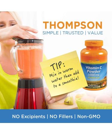 Thompson Vitamin C Powder 5000 mg - 8 oz for Immune Support & Antioxidants - Buy Online on GoSupps.com