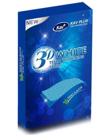 KAV PLUS Teeth Whitening Strips Dental Enamel Safe Teeth Bleaching Treatment for Crystal Smile Non-Peroxide Whitener Kit Professional Remover of Teeth Stain Mint Flavor