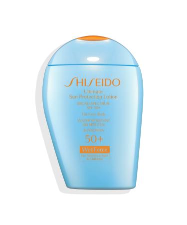 Shiseido Ultimate Sun Protection Lotion - 100 mL - Broad-Spectrum SPF 50+ Mineral Sunscreen for Face & Body - For Sensitive Skin & Children - All Skin Types
