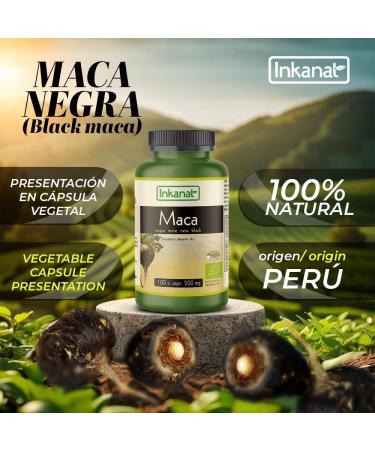 BioMaca Black 500 mg 100 vegetable capsules INKANAT Energy Vitality and Hormone Balance - Buy Online on GoSupps.com