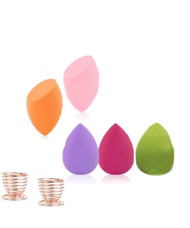 Voarge make -up sponge set 5 pieces of beauty sponge blender with 2 pieces of make -up sponge holder for liquid priming cream and powder cosmeti