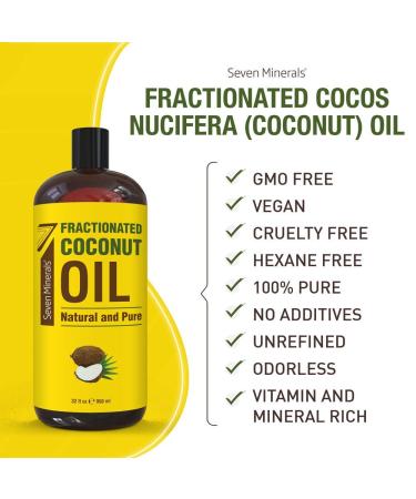 Organic Fractionated Coconut Oil 32 fl oz - Non-GMO, 100% Natural Massage & Carrier Oil for Skin, Hair & Aromatherapy - Lightweight & Pure - Essential Oil Base - 1 Pack - Buy Online on GoSupps.com