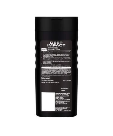NIVEA Men Body Wash - Deep Impact 3 in 1 Shower Gel for Body Face & Hair with Microfine Clay | 250ml | International Shipping - Buy Online on GoSupps.com