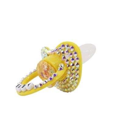 Handmade Diamond Big Shield Adult Pacifier Dummy - Yellow Seashell Design - Buy Online on GoSupps.com